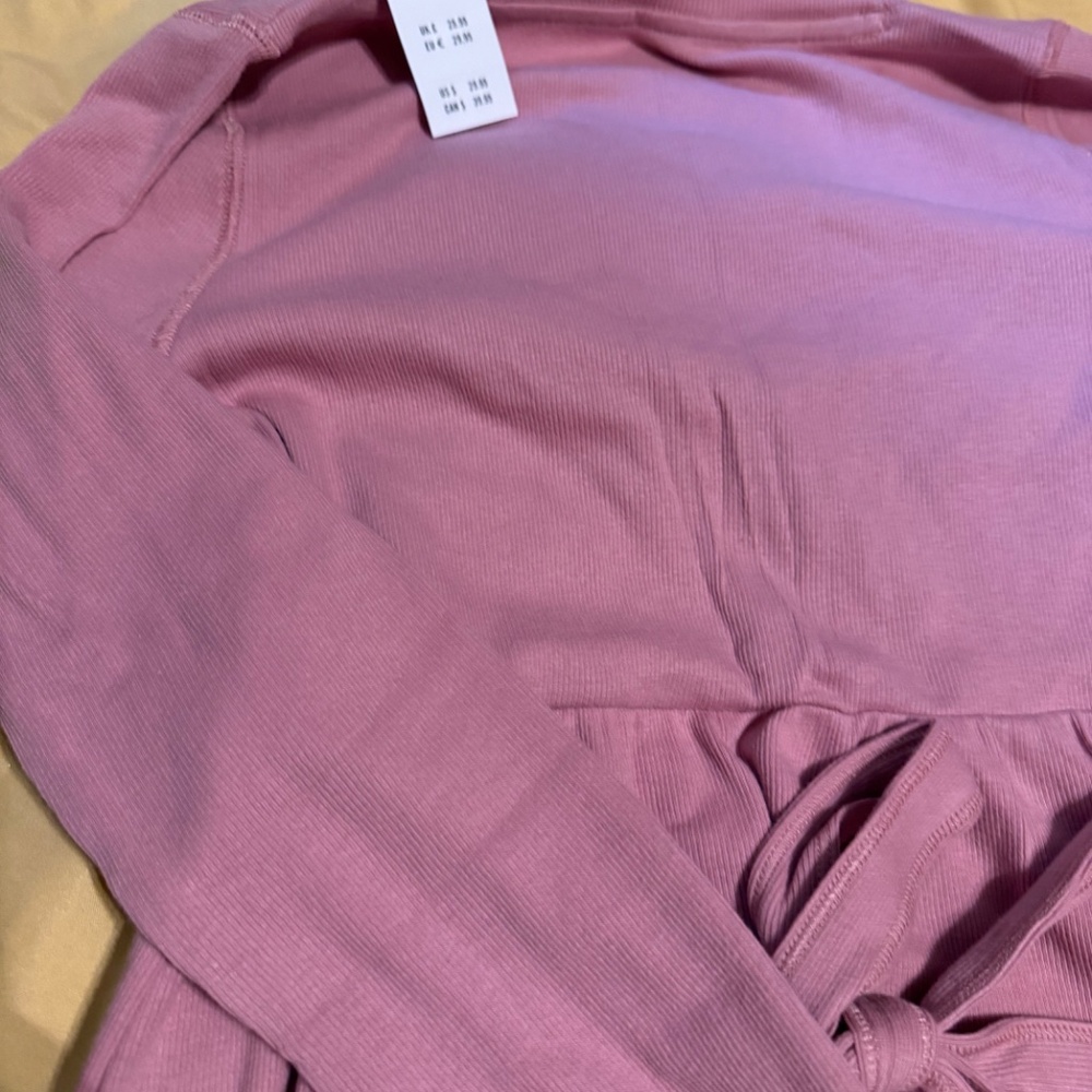 NWT- Hollister pink Tie Back Henley Babydoll Top  Y2K - small- fitted top - Picture 6 of 10